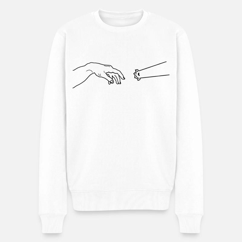 Katze Renaissance Katzen Lustig Kunst - Männer Premium Bio Pullover - Weiß