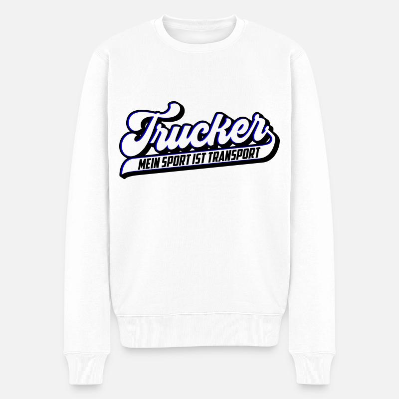 Trucker Mein Sport ist Transport | Farben änderbar - Männer Premium Bio Pullover - Weiß