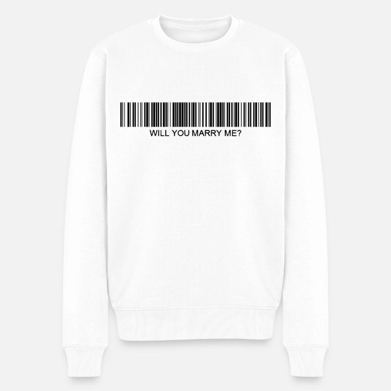Veux-tu m’épouser Code-barres - Pull Premium bio Homme - blanc