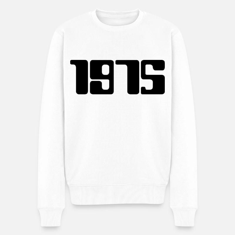 1975 (Schwarzer Text) - Männer Premium Bio Pullover - Weiß