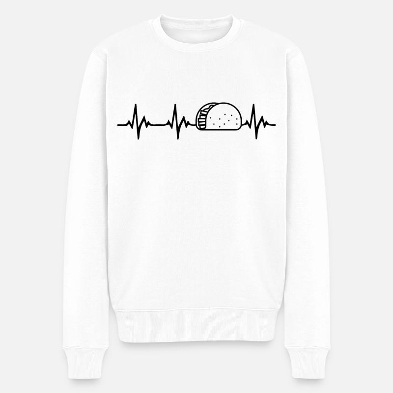 Tacos Herzschlag - Männer Premium Bio Pullover - Weiß