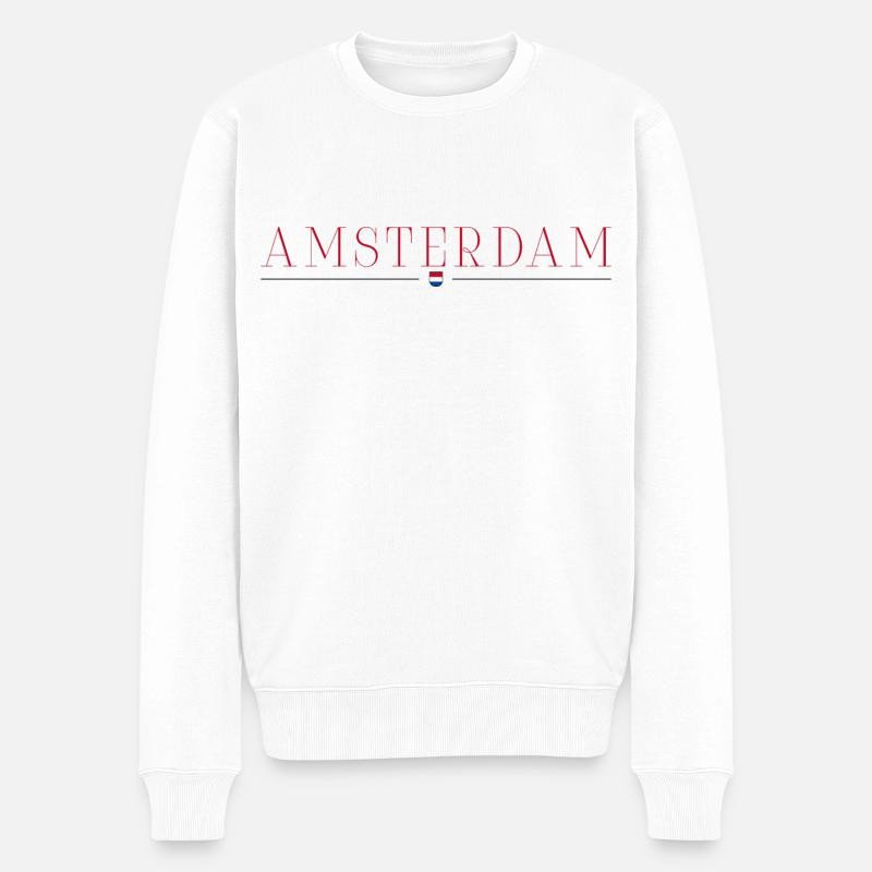Amsterdam, Niederlande Stil Design T-Shirt - Männer Premium Bio Pullover - Weiß
