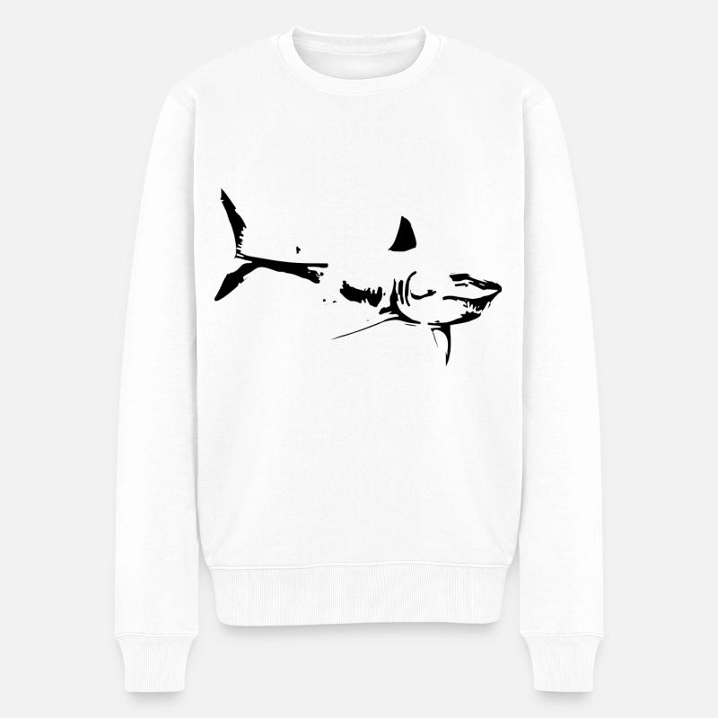 Hai - Männer Premium Bio Pullover - Weiß