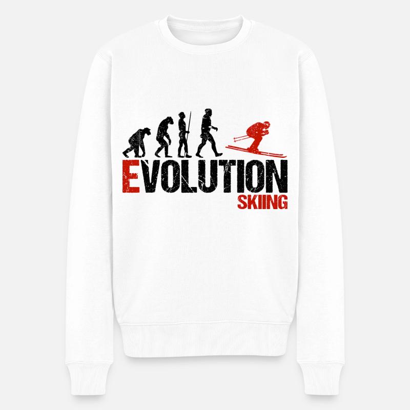 Evolution of Skiing - Männer Premium Bio Pullover - Weiß