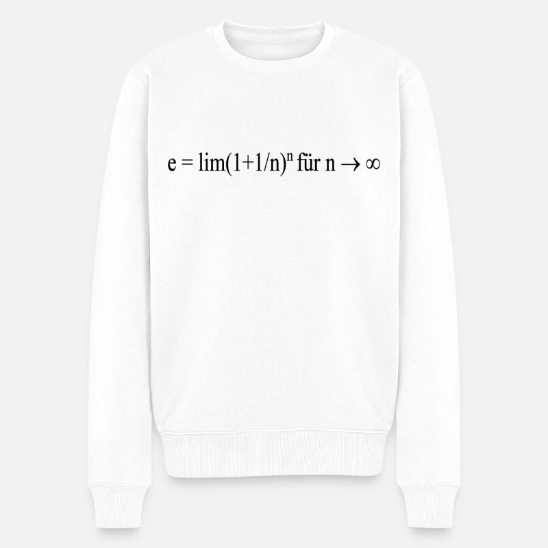 Mathematik Formel Gleichung e = lim(1+1/n)n für n - Männer Premium Bio Pullover - Weiß