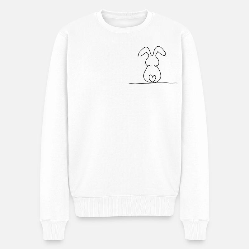 Lapin à une ligne - Pull Premium bio Homme - blanc