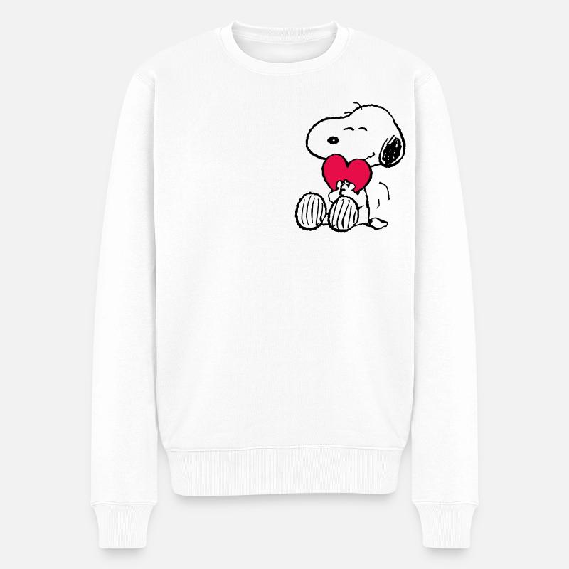 Peanuts Snoopy med hjerte - Økologisk premium-sweatshirt til mænd - hvid