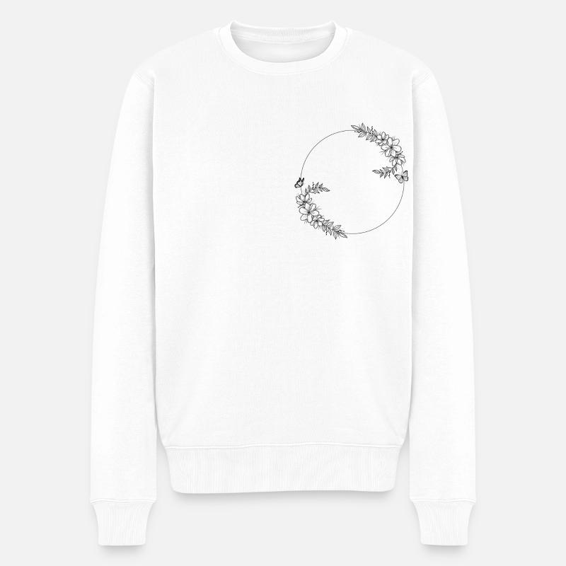 Rahmen blume - Männer Premium Bio Pullover - Weiß