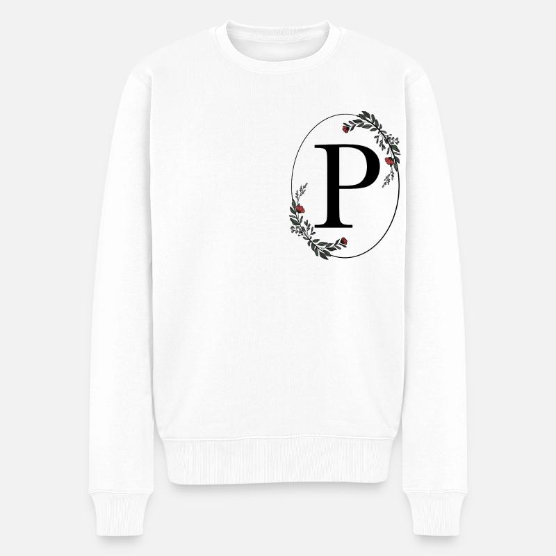 Buchstabe P - Männer Premium Bio Pullover - Weiß