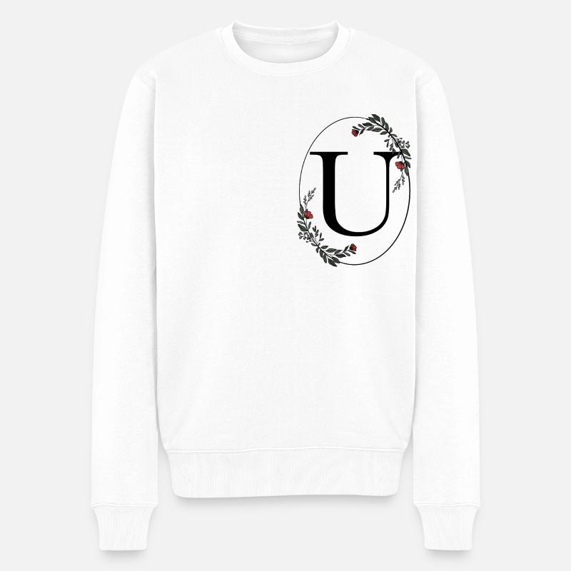 Lettre U - Pull Premium bio Homme - blanc