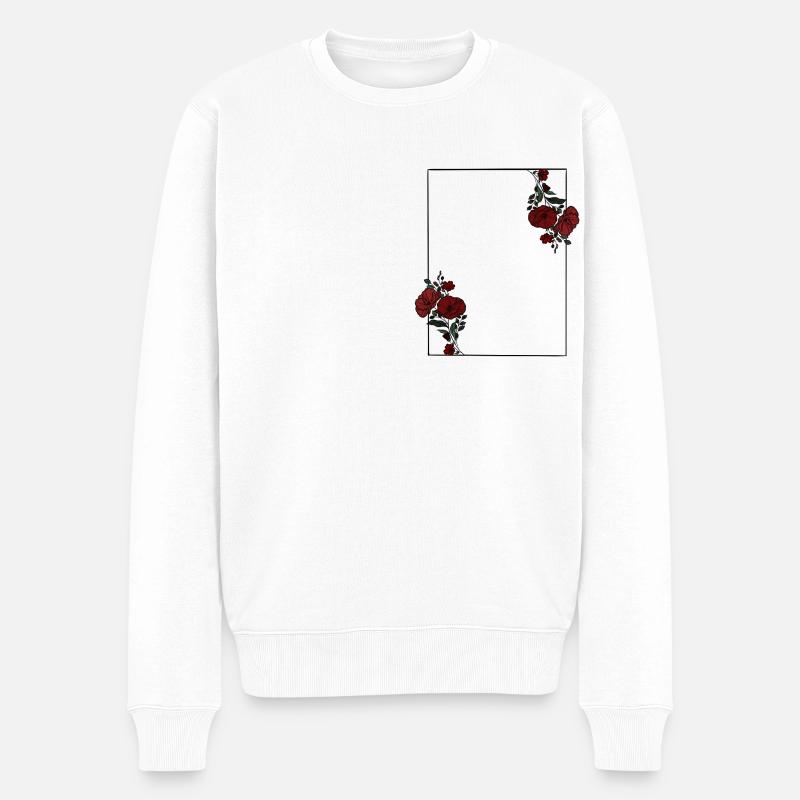 RahmenBlume - Männer Premium Bio Pullover - Weiß