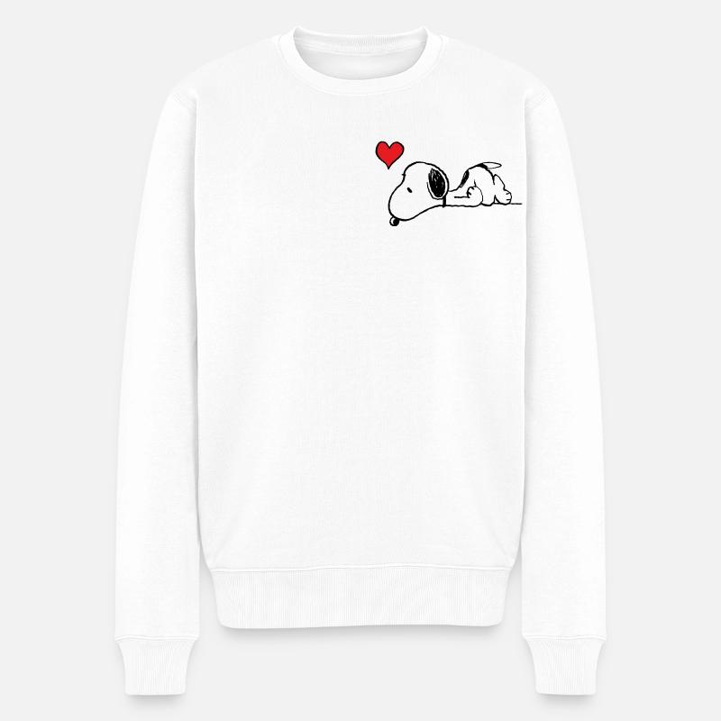 Peanuts Snoopy cœur motif poitrine - Pull Premium bio Homme - blanc