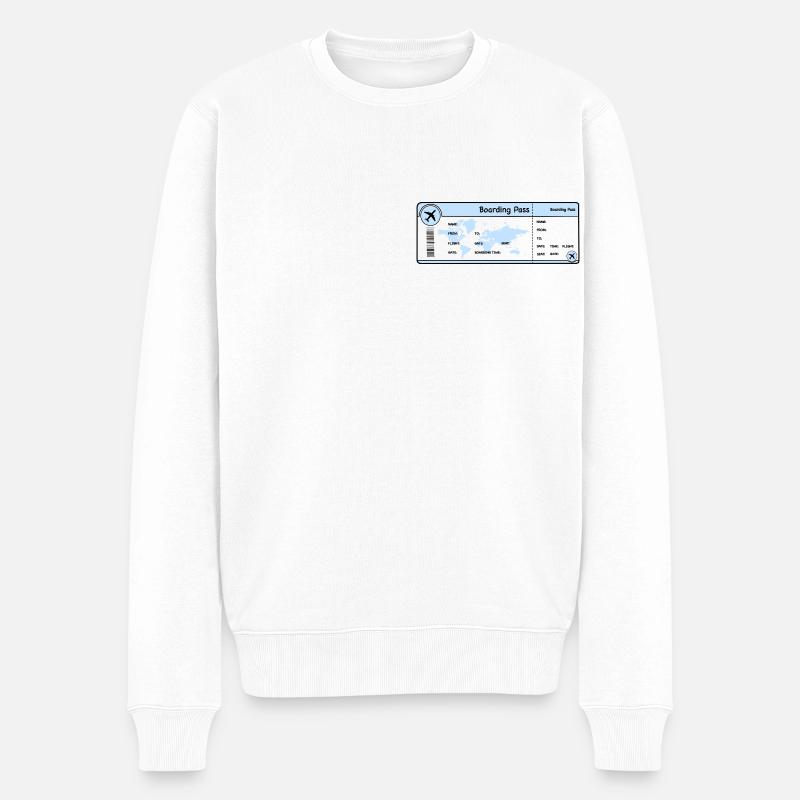 Flugticket - Boarding Pass - Männer Premium Bio Pullover - Weiß