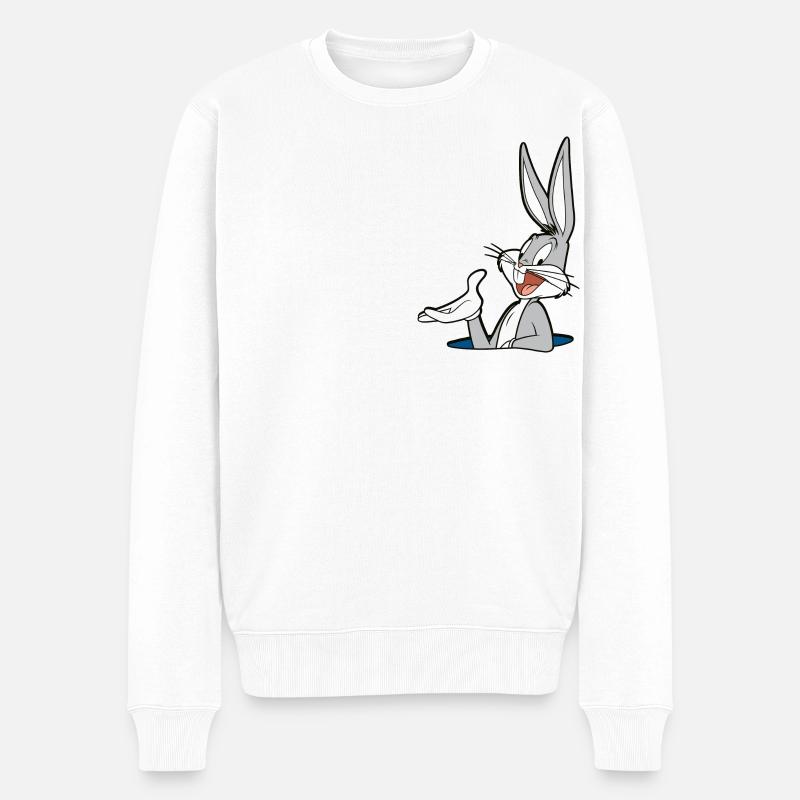 Looney Tunes Bugs Bunny Tasche - Männer Premium Bio Pullover - Weiß