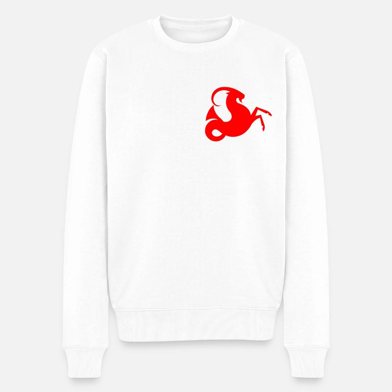 Steinbock flow - Männer Premium Bio Pullover - Weiß