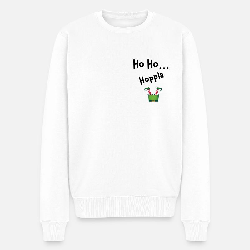 Ho Ho Hoppla - Männer Premium Bio Pullover - Weiß