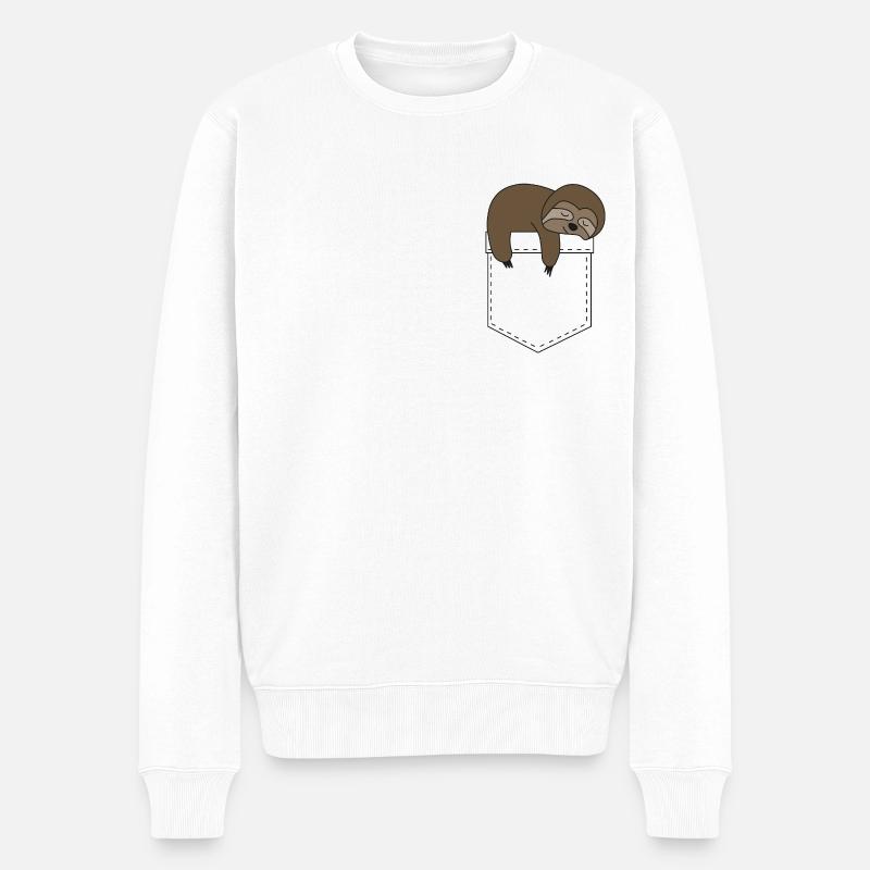 Paresseux dans la poche poitrine - Pull Premium bio Homme - blanc