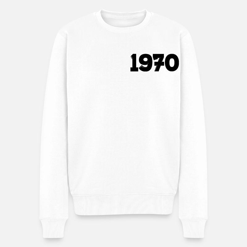 Année 1970 noir année de naissance - Pull Premium bio Homme - blanc