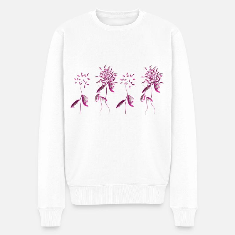 vier rosa blumen pflanzen - Männer Premium Bio Pullover - Weiß