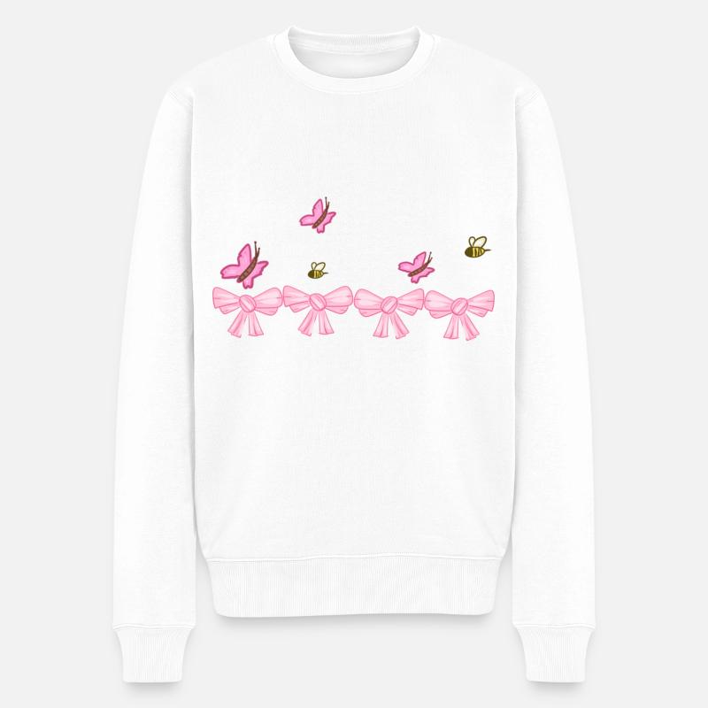 papillon rose broyant naturel - Pull Premium bio Homme - blanc