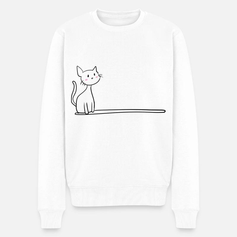 Ligne mignonne caressée par chat - Pull Premium bio Homme - blanc