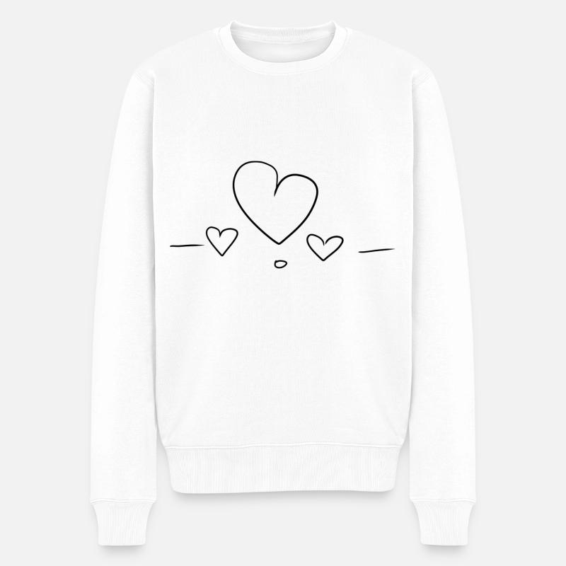 herz liebe - Männer Premium Bio Pullover - Weiß