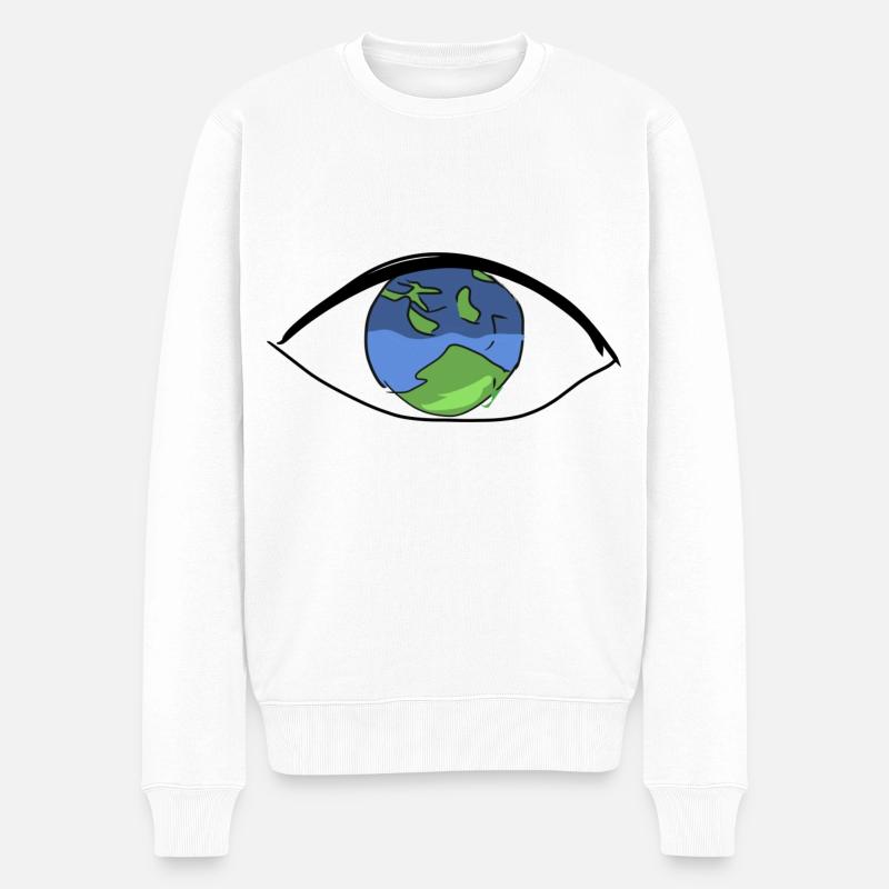 terre protection du climat climat œil monde ouvert - Pull Premium bio Homme - blanc