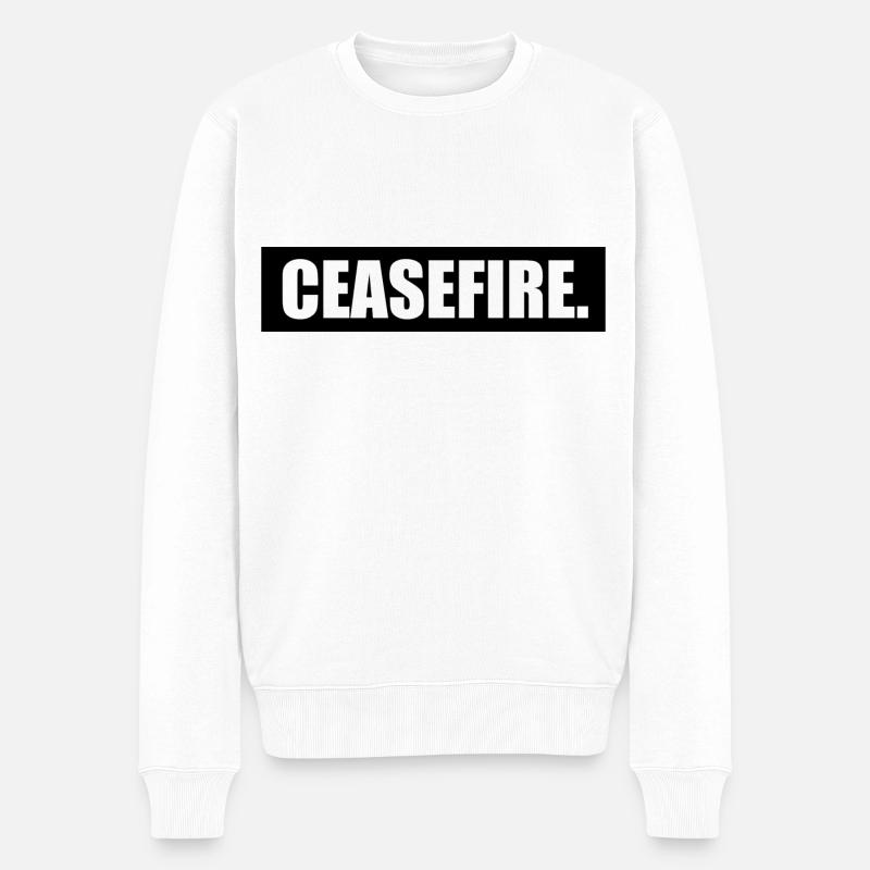 Ceasefire - Männer Premium Bio Pullover - Weiß