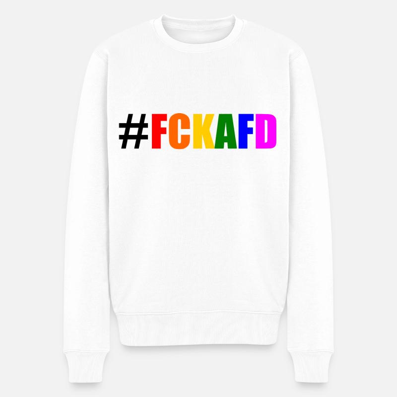 Fck afd - Männer Premium Bio Pullover - Weiß