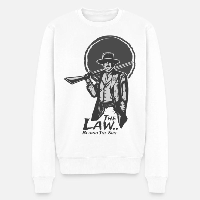 Outlaw Cowboy - Männer Premium Bio Pullover - Weiß