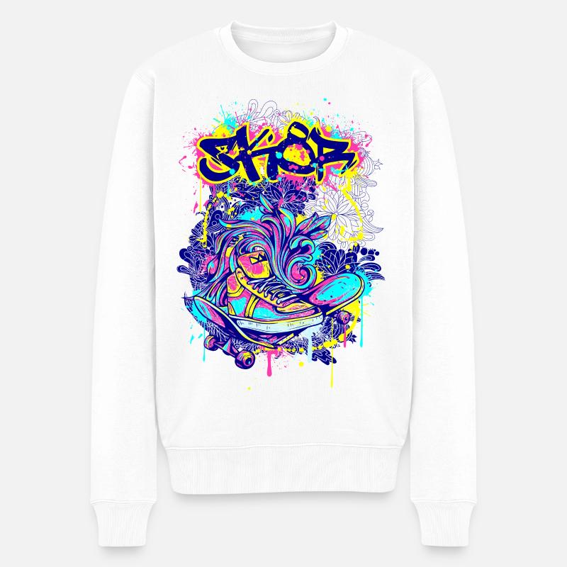 Skater SK8 - Männer Premium Bio Pullover - Weiß