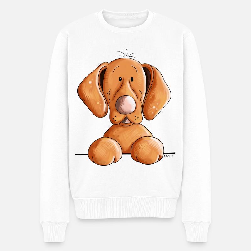 Abenteuerlustiger Vizsla - Männer Premium Bio Pullover - Weiß