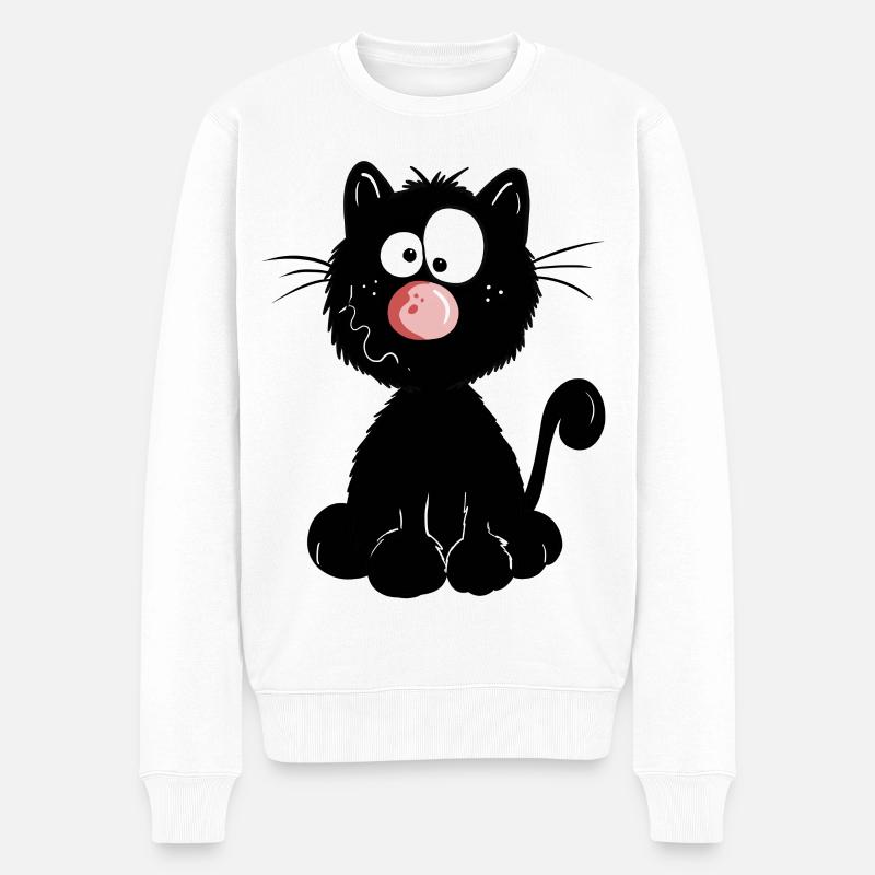 Chat Noir - Pull Premium bio Homme - blanc