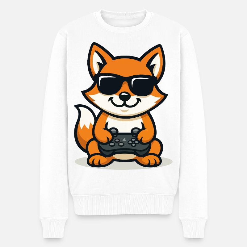 Foxy Gamer - Männer Premium Bio Pullover - Weiß
