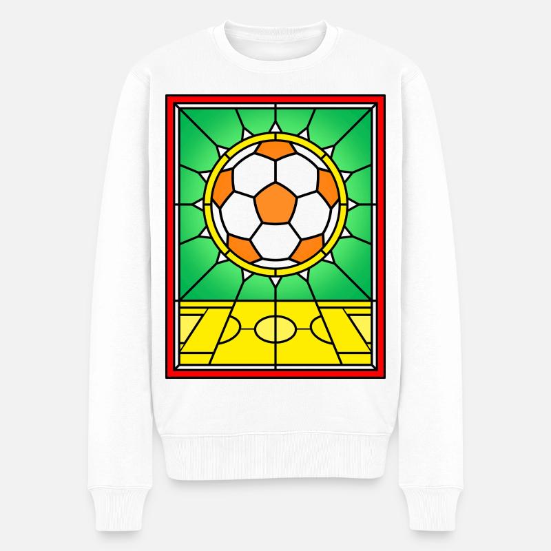 Buntglas-Fußballdesign - Männer Premium Bio Pullover - Weiß