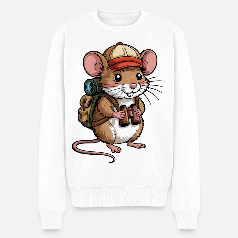 Wandermaus Abenteuer - Männer Premium Bio Pullover - Weiß