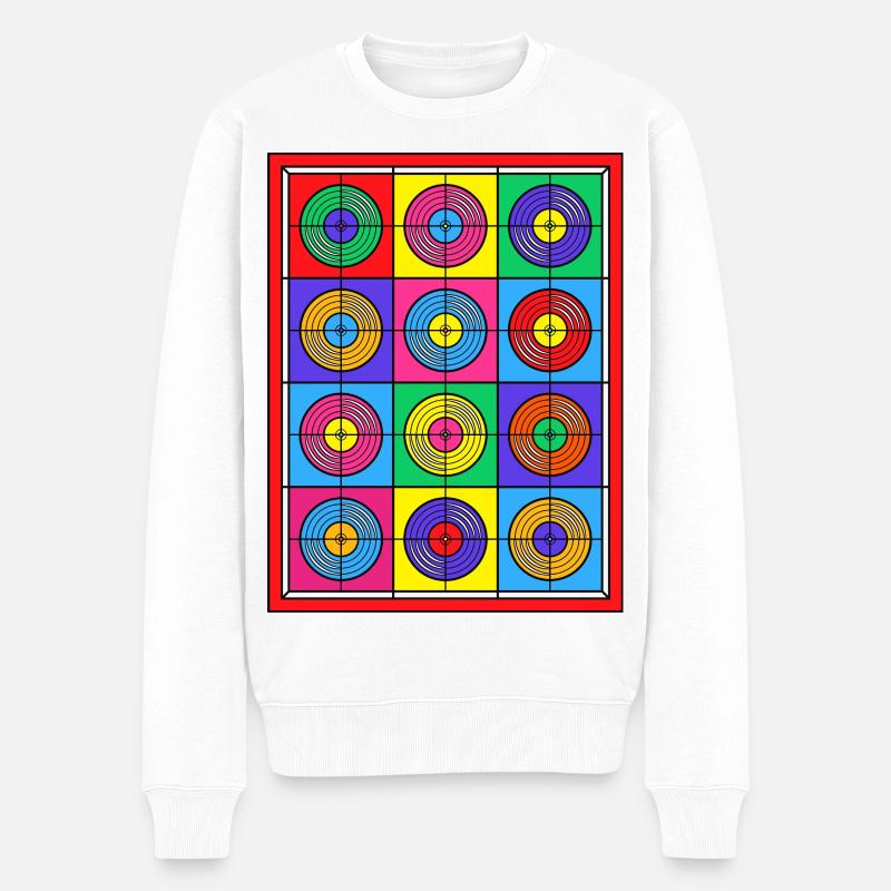 Vinyles Pop Art en vitrail - Pull Premium bio Homme - blanc