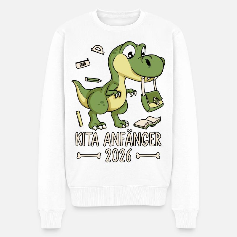 Kita Anfänger 2026 Dinosaurier - Männer Premium Bio Pullover - Weiß
