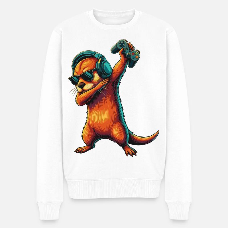 Gamer Otter spielt Videospielkunst - Männer Premium Bio Pullover - Weiß