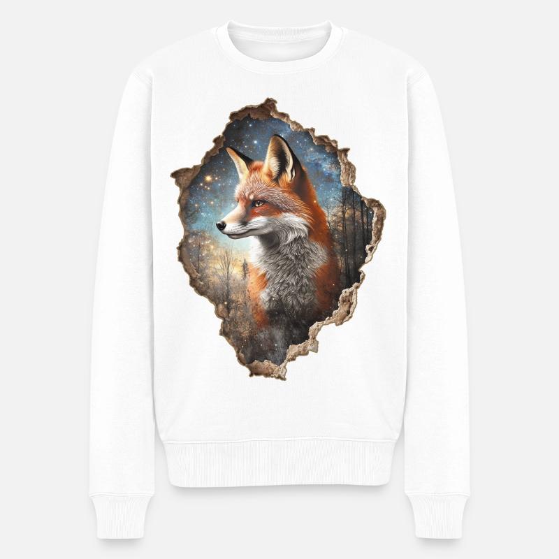 Fuchs - Männer Premium Bio Pullover - Weiß