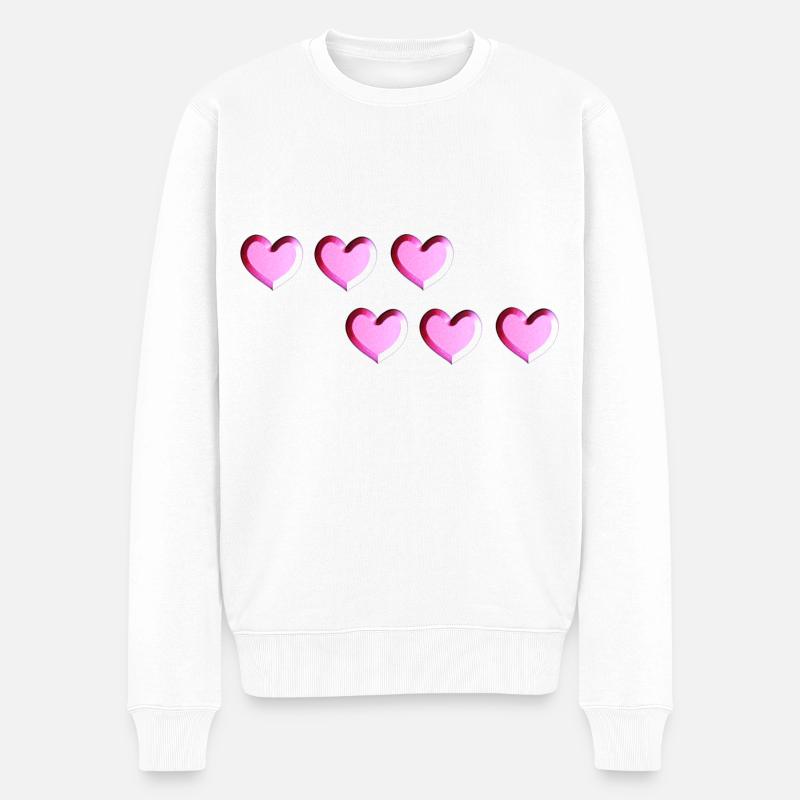 six cœurs roses scintillants - Pull Premium bio Homme - blanc
