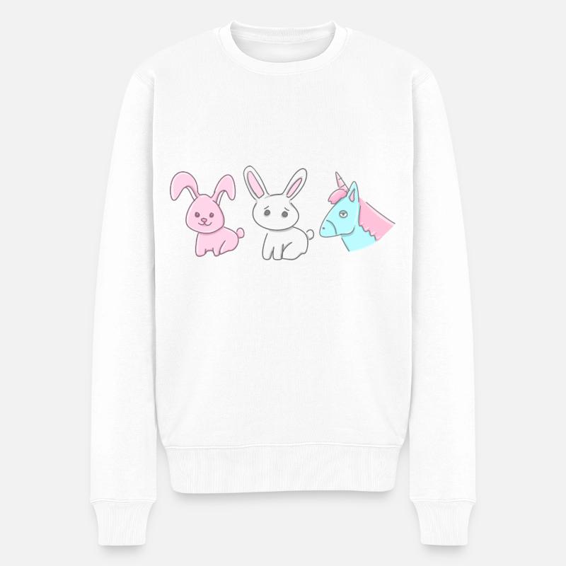 Hase Hasen Einhorn Tiere Symbole - Männer Premium Bio Pullover - Weiß