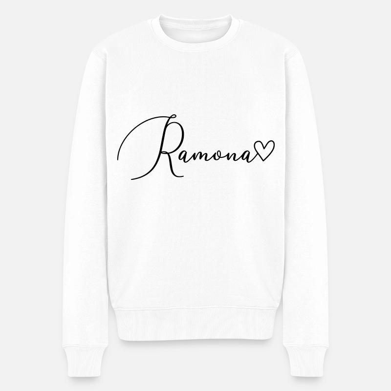 Ramona Nom Prénom Fille - Pull Premium bio Homme - blanc