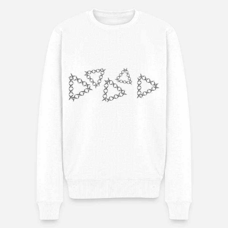 grey pattern cross triangles - Men's Premium Organic Jumper - white
