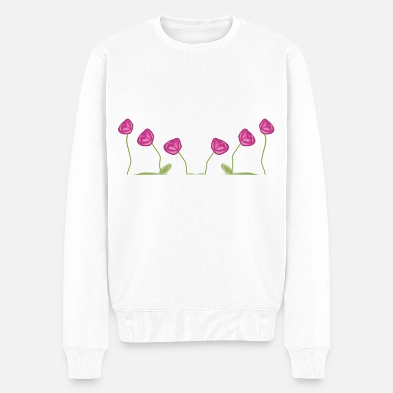 pinke rosen blumen symbol pflanze - Männer Premium Bio Pullover - Weiß
