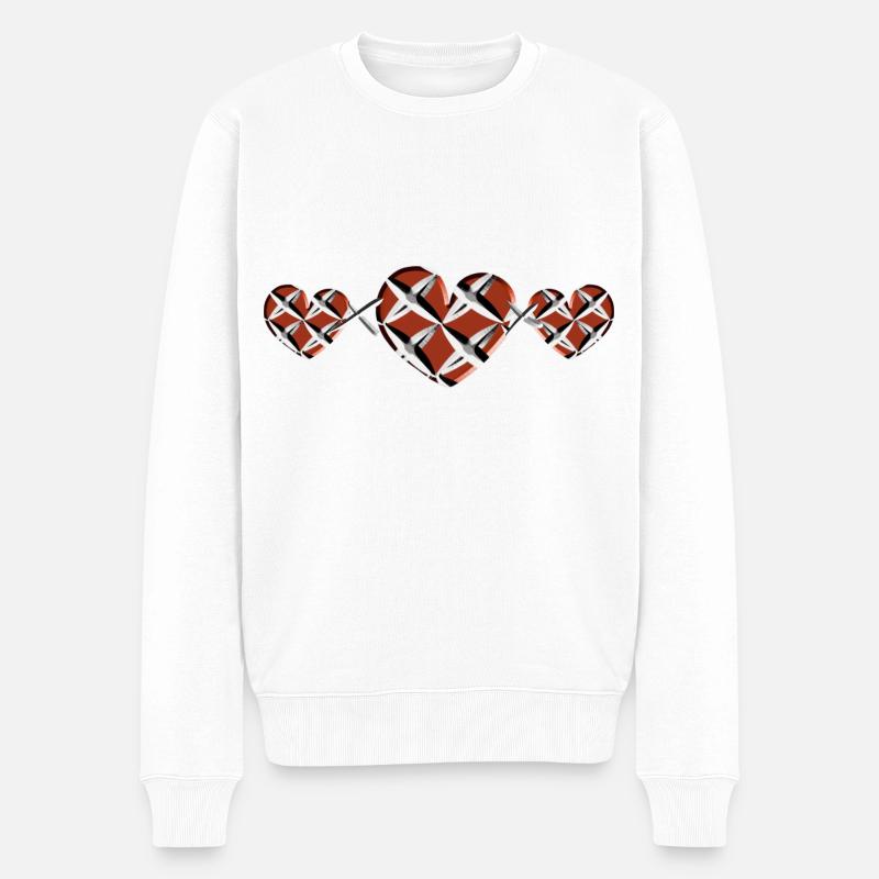 trois cœurs attrapés croix rouges - Pull Premium bio Homme - blanc