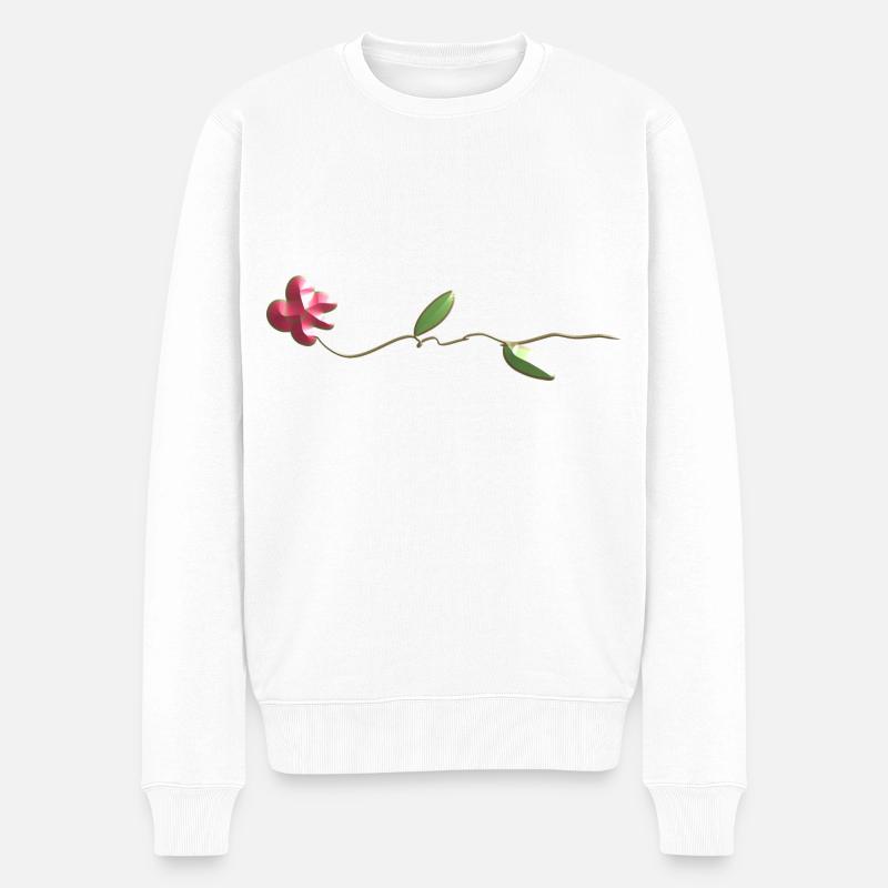 rose rose fleur - Pull Premium bio Homme - blanc