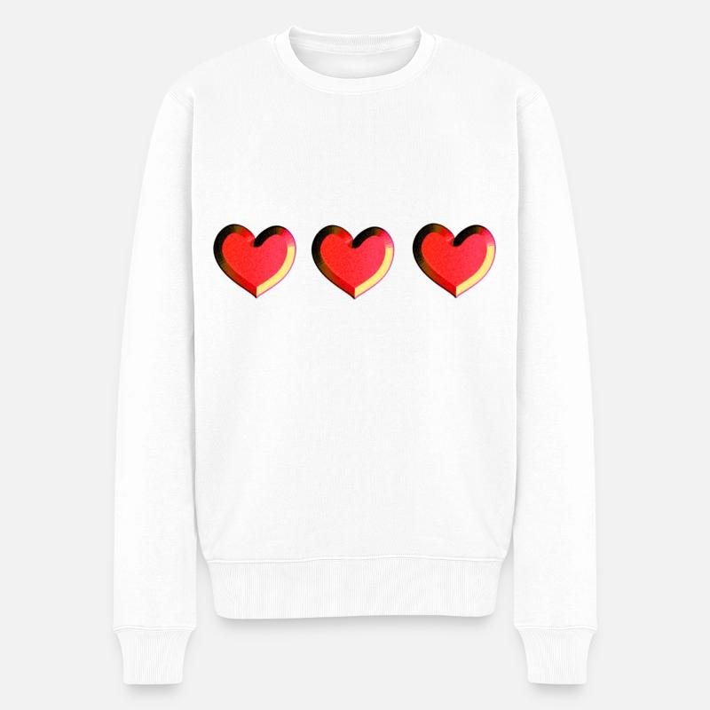 trois cœurs rouges scintillants - Pull Premium bio Homme - blanc