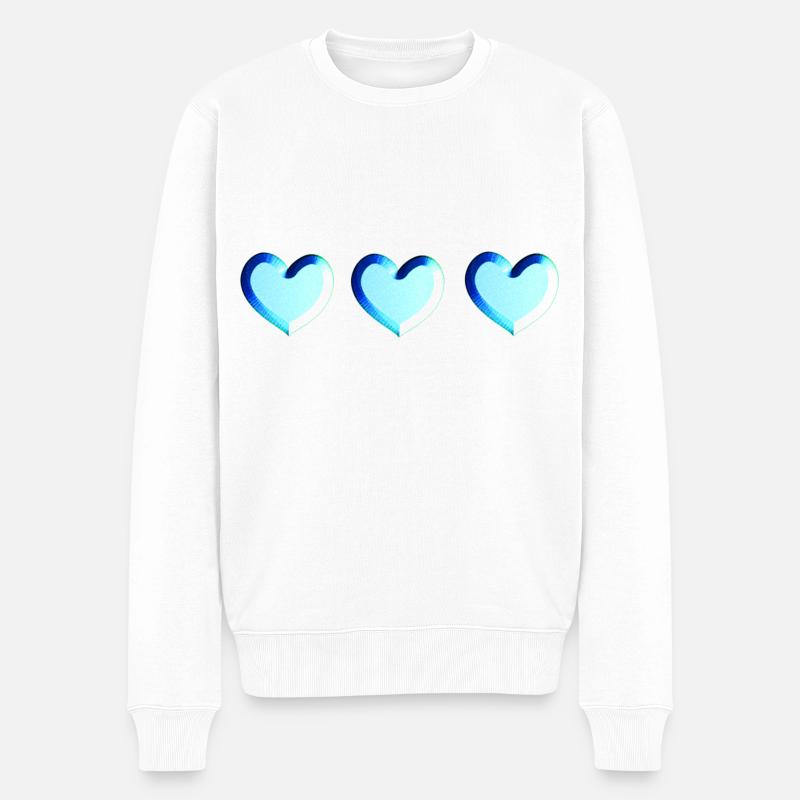 drei herzen blau glitzer - Männer Premium Bio Pullover - Weiß