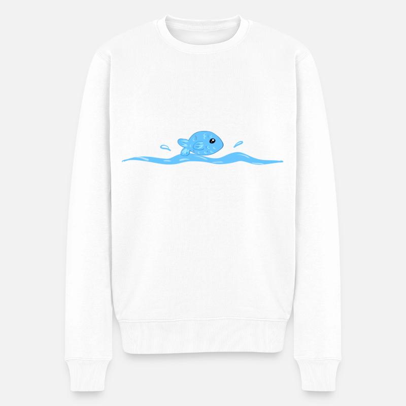 poisson bleu nageant animal d’eau - Pull Premium bio Homme - blanc